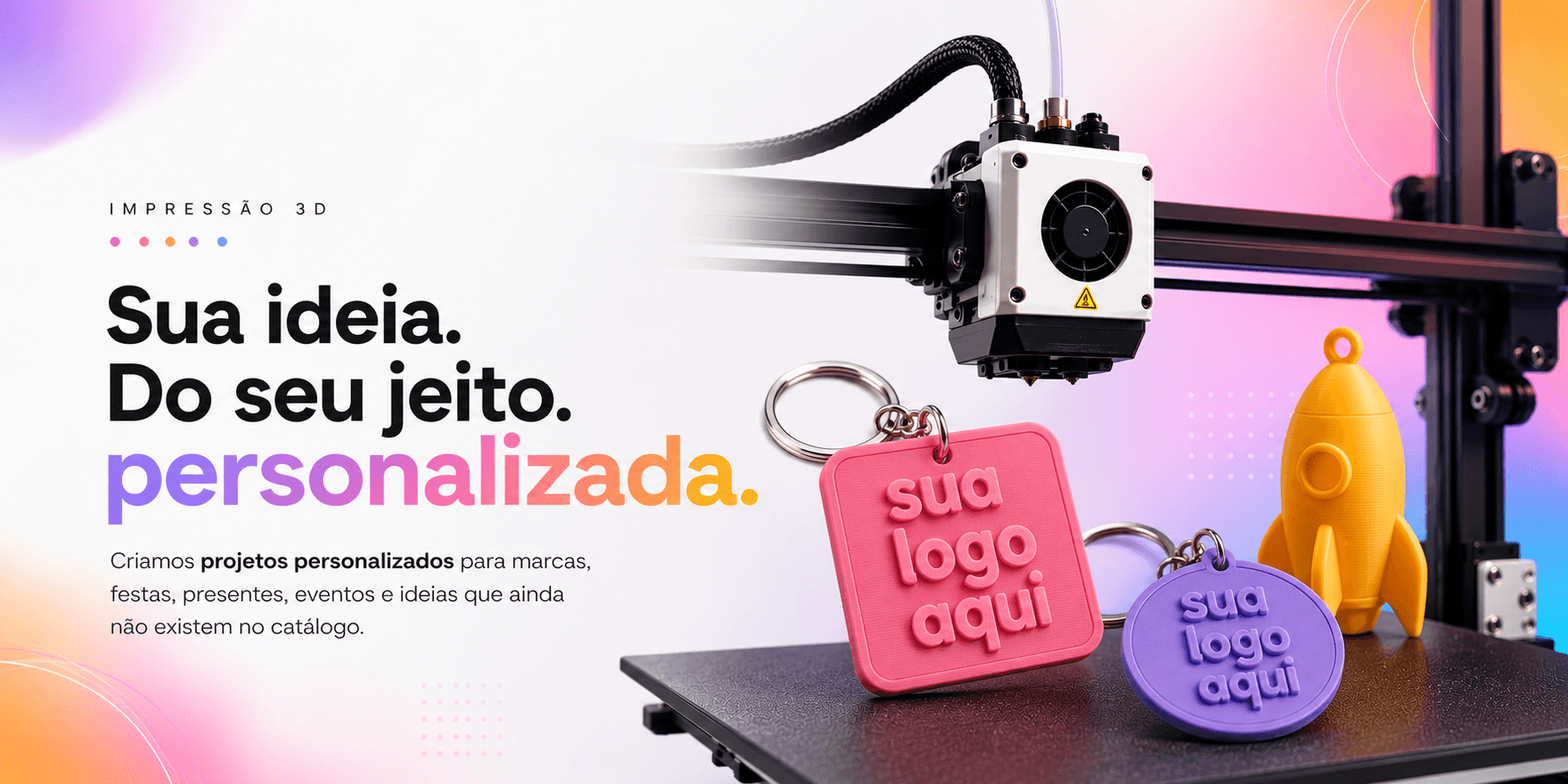 Banner Luma Lab para encomendas personalizadas em impressao 3D.